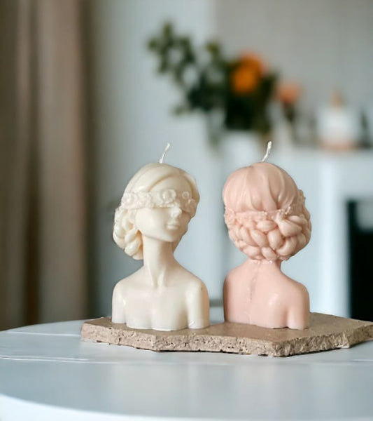 Blindfold girl candle